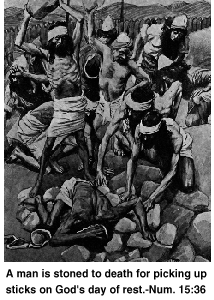 Man being stoned for picking up sticks on Sabbath