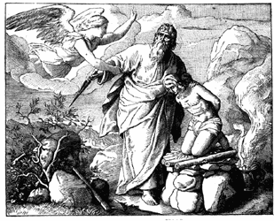 Abraham prepares to kill his son for God