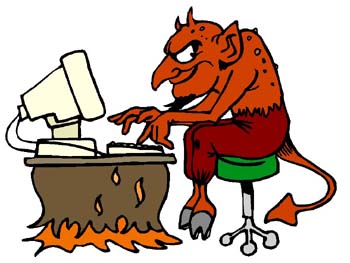 Satan hacking into God's mainframe.